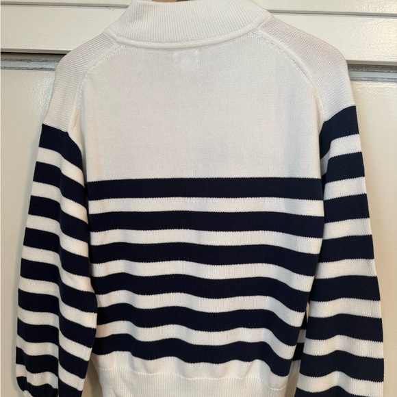 J. Crew Navy and Cream Striped Crew Neck Sweater - Picture 4 of 5